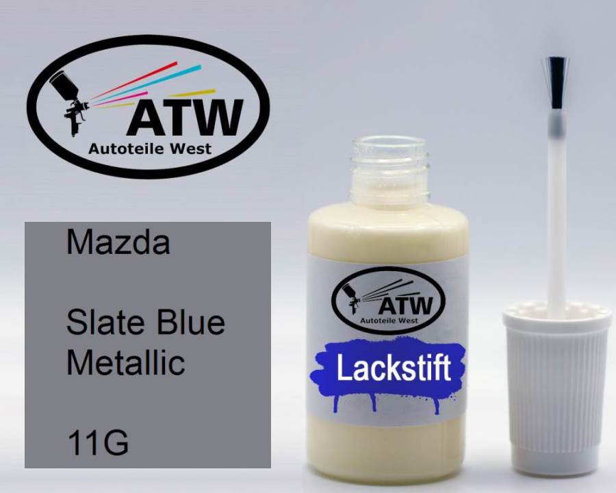 Mazda, Slate Blue Metallic, 11G: 20ml Lackstift, von ATW Autoteile West.